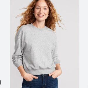 Gap Cropped Vintage French Terry Gray Cozy Sweatshirt Size Medium